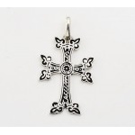 Medium Size Armenian Sterling Silver Cross with Black Enamel 1 1/2" Tall
